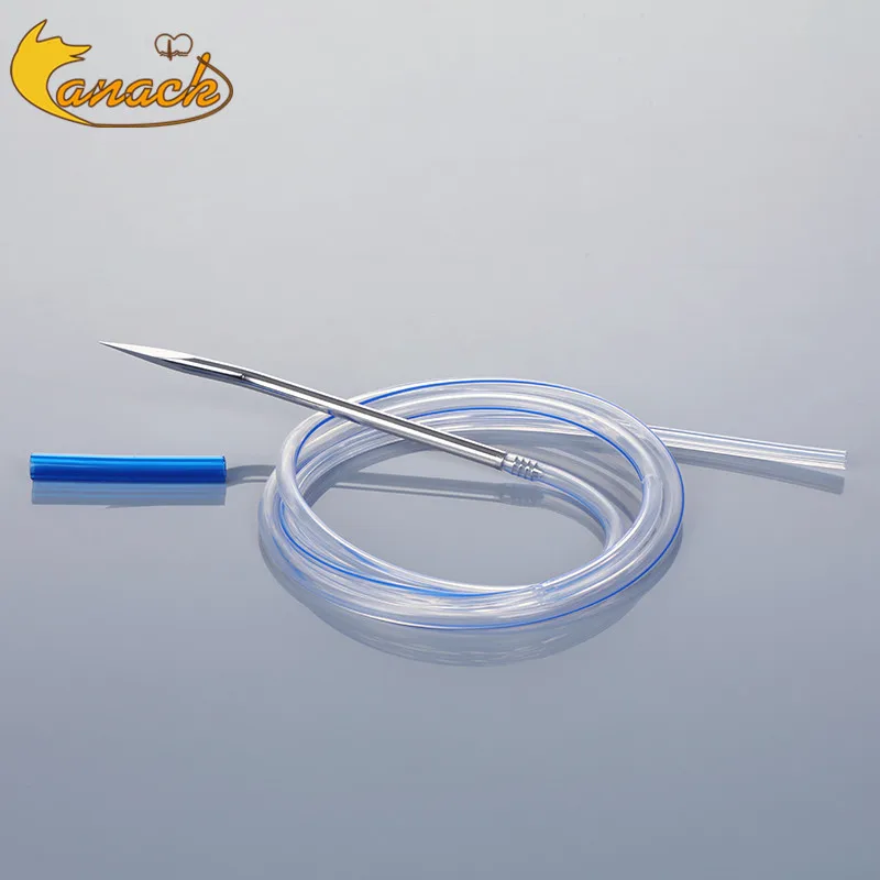 Canack Animal 100% Medical Silicone Round Channel Fluted Drains with trocar without trocar 1piece veterinary surgical instruments