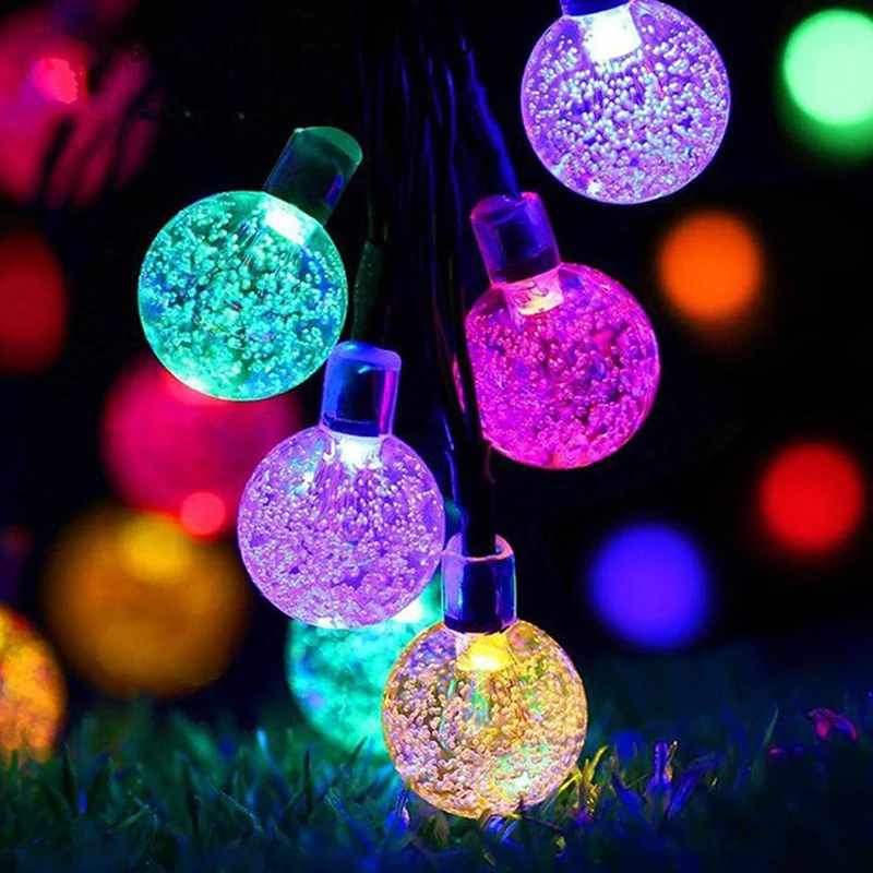 Solar String Lights Outdoor 100 Led Crystal Globe Light with 8 Modes Waterproof Solar Powered Patio Light for Garden Party Decor small solar lights Solar Lamps