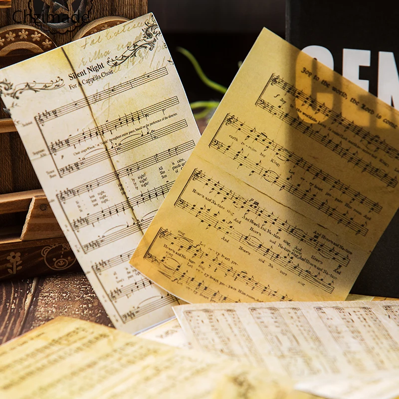 

Chzimade 16Pcs/lot Music Book Pages Vellum Paper Journal Planner Scrapbooking Decorative Paper Home Crafts