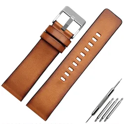 Vintage Brown Genuine Leather Watch Strap - Retro Wristband, Premium Quality, Multiple Widths Available - 26mm (Brown silver buckle)