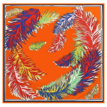 

100*100cm TOP Silk superior Feather wings Scarves Women Foulard Square Hijab Scarf Ladies Shawl wrap muffler pareo female hijab