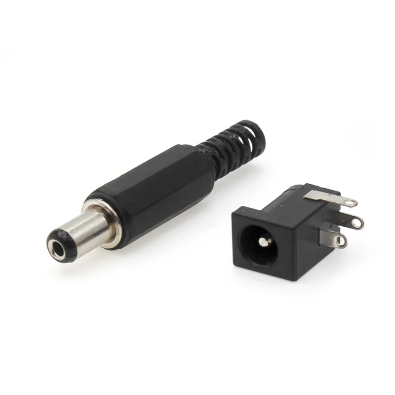 2/5/10Pairs DC 5.5 x 2.1mm Male Plugs + DC Power Socket Female Jack Screw Nut Panel Mount Connector DC022 005 025 022K 099 022B