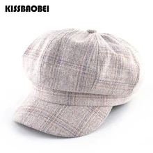Осенняя восьмиугольная шляпа в стиле ретро, женская кепка газетчика, женский берет, мужская повседневная модная клетчатые шляпы для мужчин, Chapel Feminino
