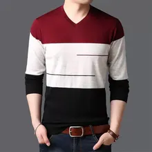 Dewbest новые модные брендовые свитера мужские пуловеры с v-образным вырезом, облегающие вязаные Джемперы, зимняя повседневная одежда в Корейском стиле в полоску