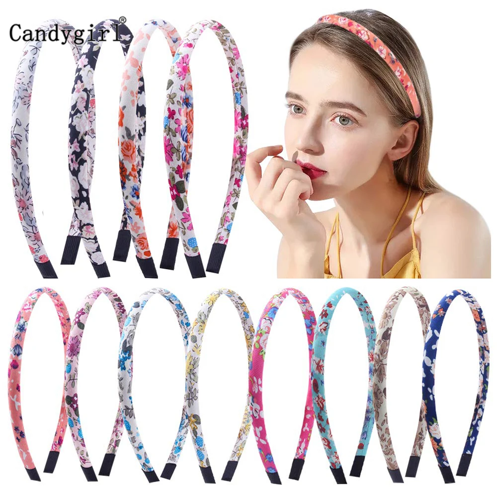 12pcs Flower DIY Ribbon Hairband Women Girl Covered Hair Accessories Headpieces Satin Polyester Jewelry Headbands boho Headwear