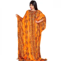 African Dresses For Women Chiffon Hot-Stamped Diamonds And Gun Beads With Elastic Inner Skirt Fashion Loose Robe Maxi Dresses