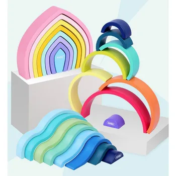 

Creative Rainbow Building Blocks Toy Wood Rainbow Blocks Montessori Educational Toys for Kids Rainbow Stacker Toys For Children