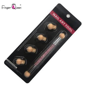 

With Retail Box 1Pcs Glitter Powder Picking Dotting Gradient Pen Brush +6 Sponge Nail Art Tools Beauty Manicure Nail Brush