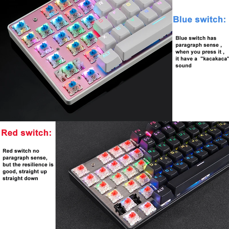 Genuine Motospeed CK104 Mechanical Gaming Keyboard 104 key LED RGB Backlit USB wired Keyboard Russian/English for computer gamer