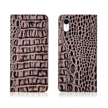 

Crocodile pattern genuine leather magnetic case card slot for Apple iPhone XR/iPhone X/iPhone XS phone bag funda flip cover capa