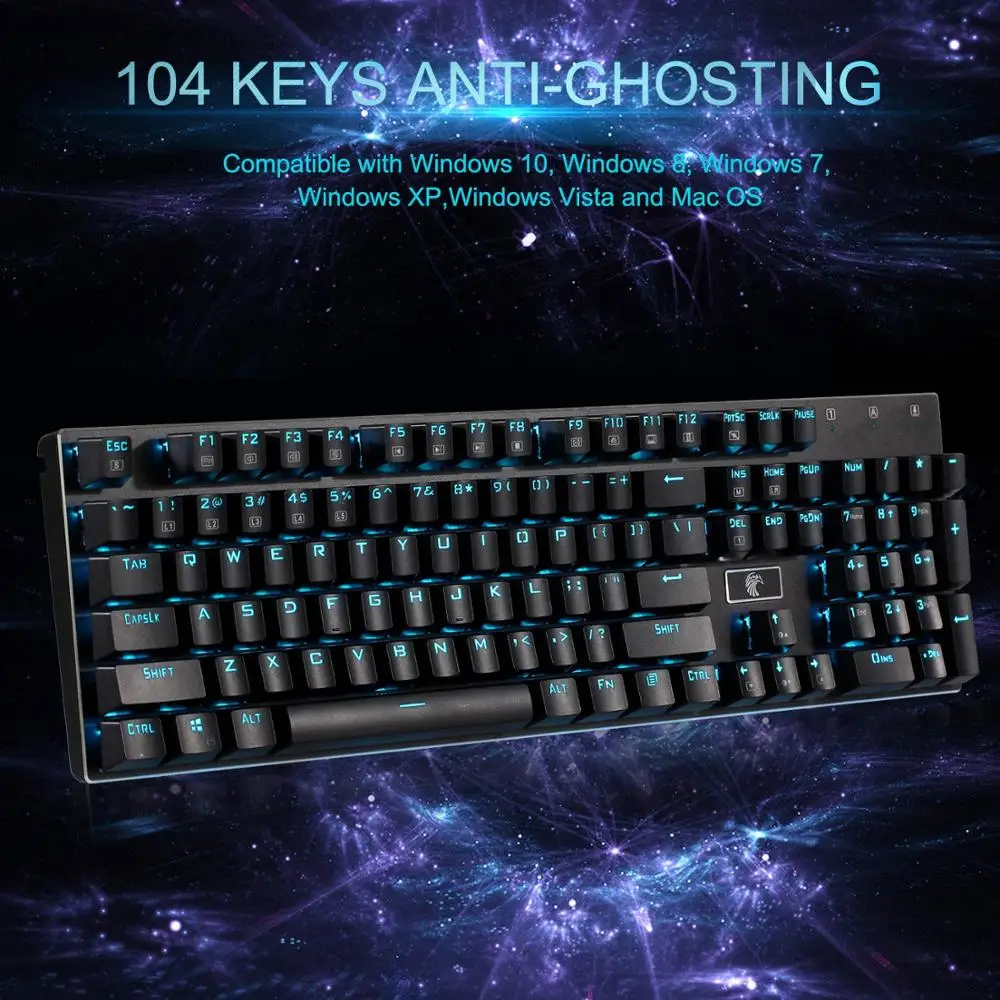 Z-88 RGB Mechanical Gaming Keyboard Red Switch Linear RGB Backlit Water Resistant 104 Keys Anti-Ghosting for Mac PC Black