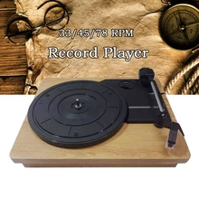 33/45/78 RPM Record Player Antique Gramophone Turntable Disc Vinyl RCA Headphone Jack Wood Color Portable phonograph Speaker