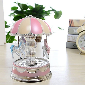 

Exquisite Music Box 3 LED Light Birthday Gift Kids Toy Wedding Christmas Carousel Music Box Merry Go Round Colorful