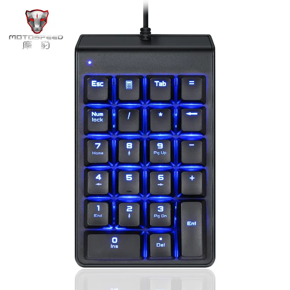 MOTOSPEED K22 Механическая цифровая Проводная клавиатура 22 клавиши мини-клавиатура с подсветкой Расширенная раскладка для кассы красный/синий переключатель