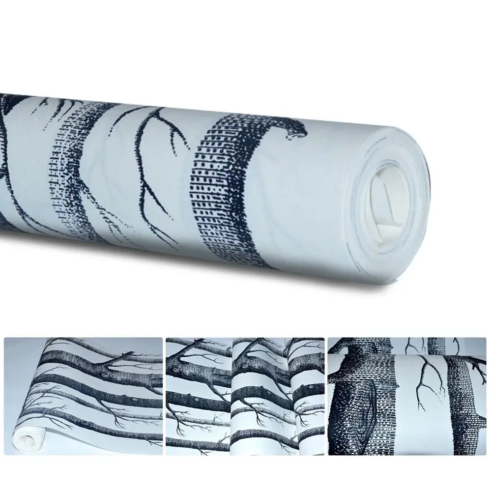 

10M*53CM Abstract Black and White Branch Pattern Non-Woven Wallpaper Nordic Branch Tree Birch Forest Pattern Television Sofa Bac