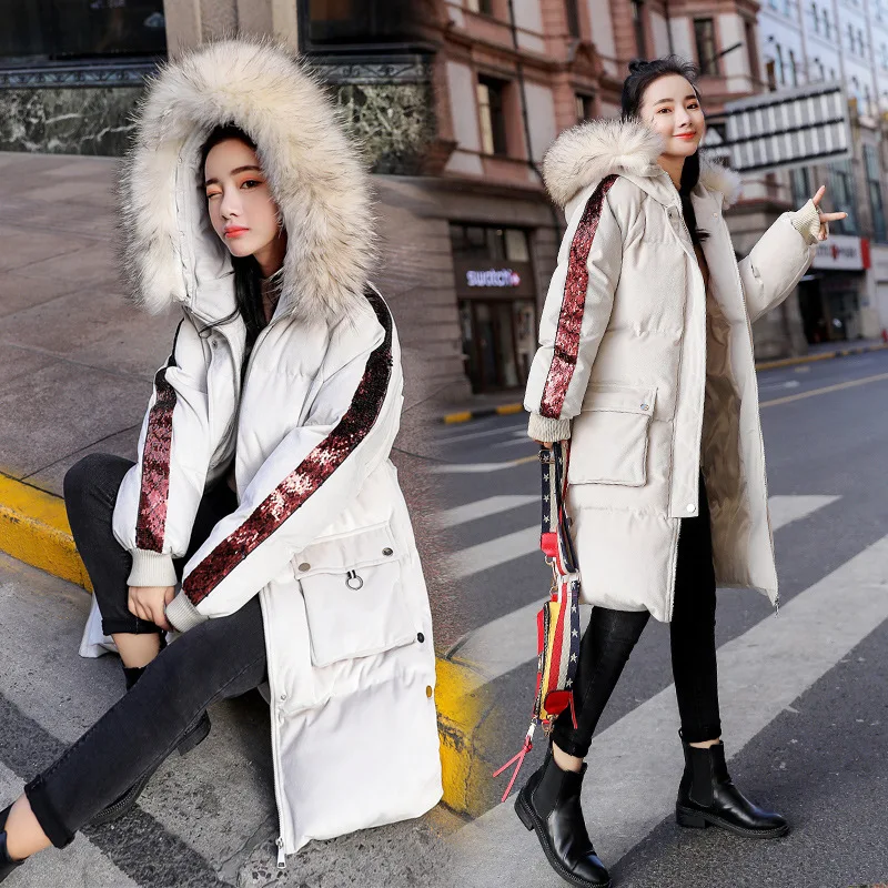 

Hooded 2018 Winter Mid-length Elegant Fashion Zipper Access Control Versatile Simple Cotton-padded Clothes/Cotton Coat
