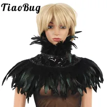 Женские вечерние Болеро в готическом стиле из натурального перьев, блестящая накидка с пайетками, шаль с воротником-чокер, Ленточные Галстуки для украшения костюма