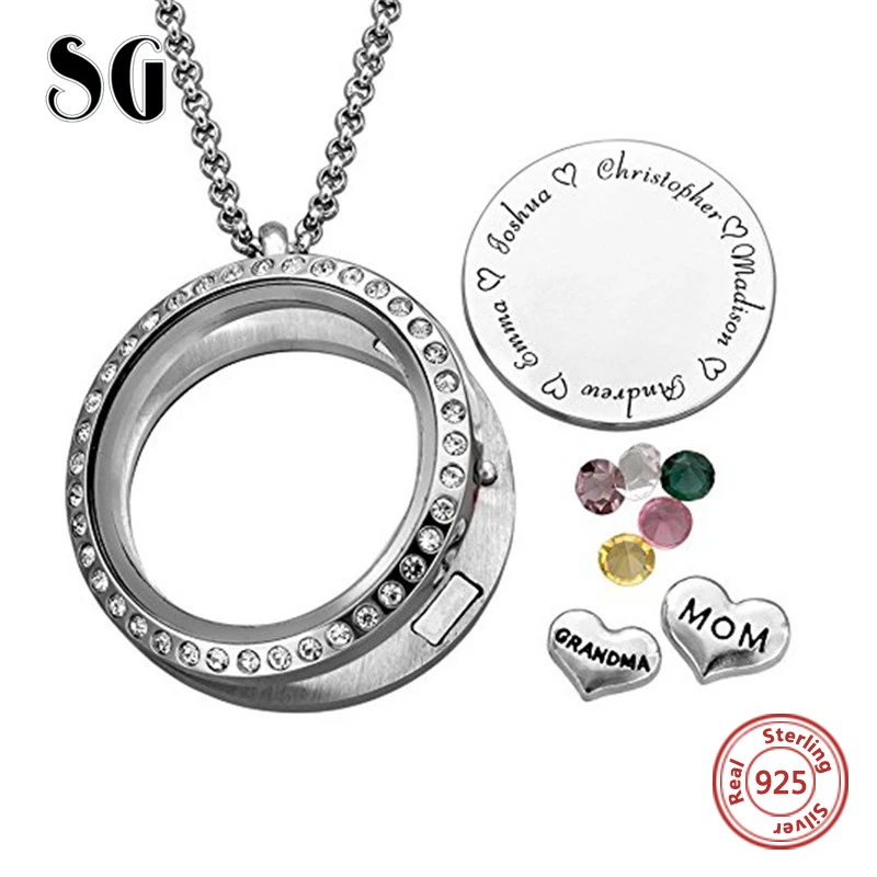 SG персонализированное ожерелье из стерлингового серебра 925 пробы для женщин, новинка, заказной камень по месяцу рождения и гравировка имени, ювелирные изделия, подарки