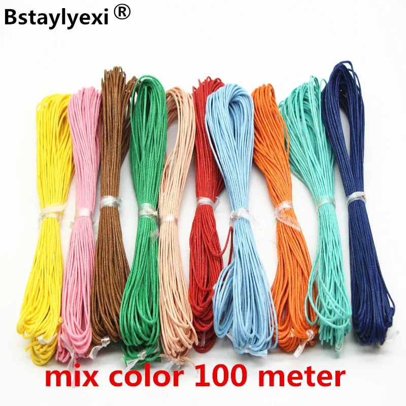 200 Meters Mixed Color Waxed Cotton Beading Cord 1mm Bracelet Necklace accessories 20 Color Jewelry decorative