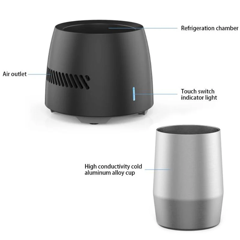 Hot XD-Instant Cooling Cup,Portable Electric Cooler Smart Device Fast-Cooling Mini Mobile Refrigerator Cools for Beverage Wine B