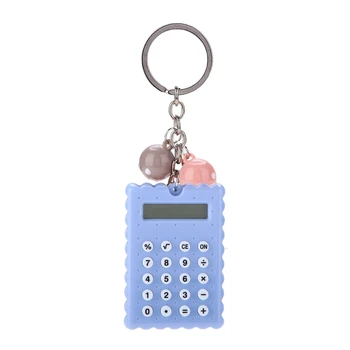 

Cute Cookies Style Mini Calculator Portable Metal Key Chain Design Silicone Button Calculator 8-Bit Display Pocket Calculator