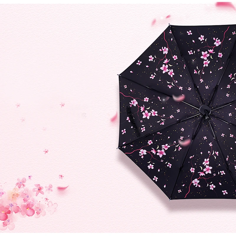 Sakura small fresh ins girl heart folding goddess umbrella dual-use female sun umbrella wpc sunscreen UV protection28