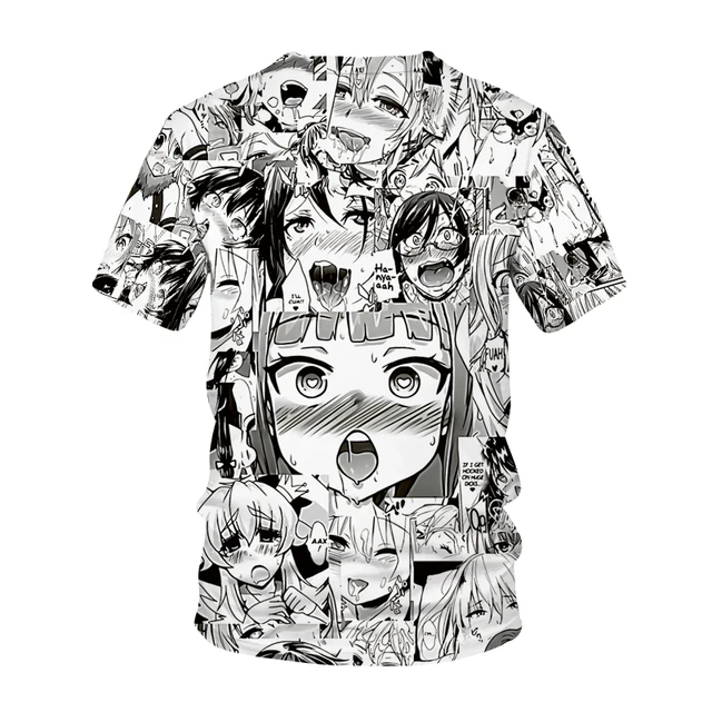 Ahegao T-shirt Anime 3D Print Men Women Streetwear Hentai Pattern O-Neck Hip Hop T Shirt Harajuku Casual Tops Sexy Girl Clothing 2