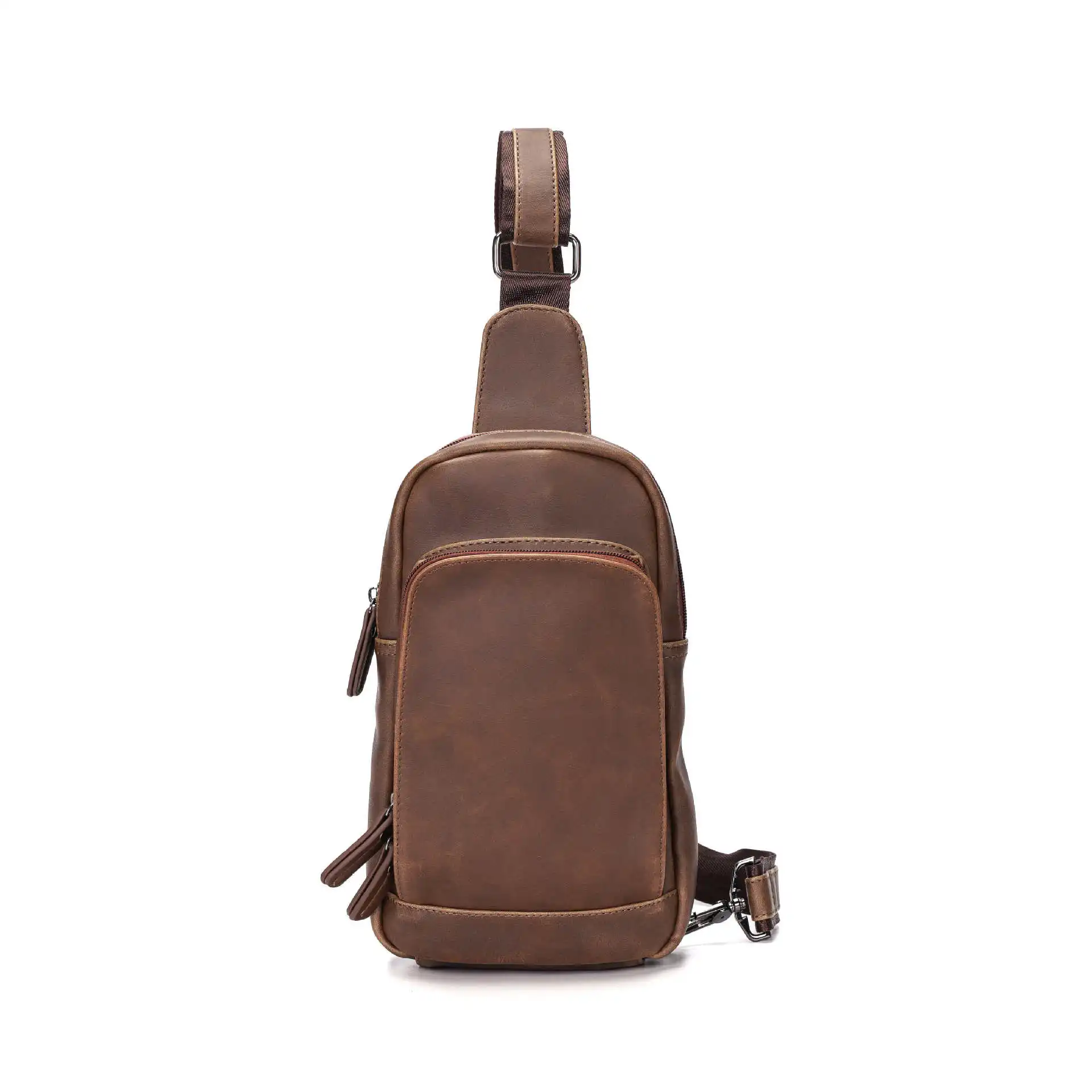 New Chest Bag Men's Crazy Horse PU Leather Sling Bag Large Capacity Men's Bag Crossbody Bags Travel Bags