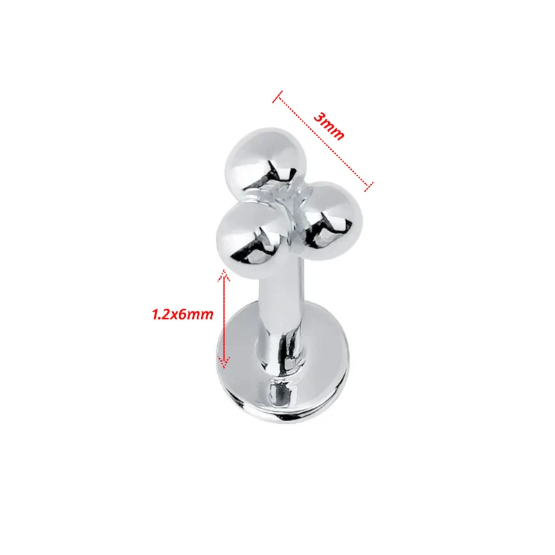 1Pc 16G 6/8mm Internally Threaded Prong Stud Nose Labret Stud Ear Tragus Cartilage Earring Lip Ring Piercing Jewelry Titanium 
