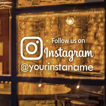 

Follow Us On Instagram Decal, Personalized Instagram Vinyl Sticker, Custom Window Decal For Shop Murals Z349