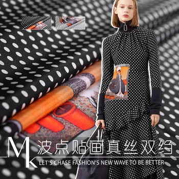 

Summer New 137cm Wide 100%silk 16Momme Crepe De Chine Fabric for Dress Dot Brand Printed Cloth Diy Sewing Frees Hipping Sale Hot