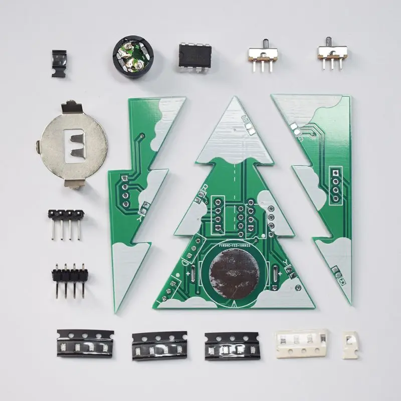 

OOTDTY 3D Mini PCB Stereo Christmas Tree DIY Music Kit Circuit Electronic DIY Kits Gift 63HF
