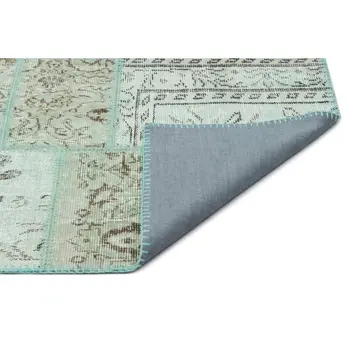 

Handmade Green Vintage Overdyed Patchwork Area Rug 161x239 Cm-5'3''X7'10''