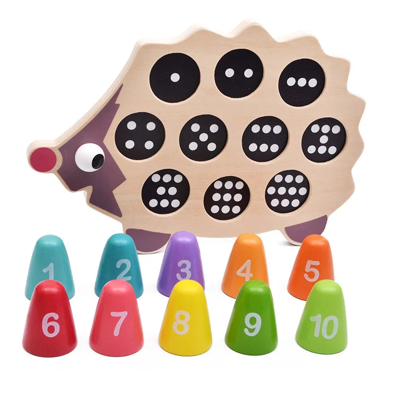 Детские развивающие игрушки, цветной стоматологический домик, Развивающие деревянные математические игрушки, мультяшный цветной Ёжик, материалы по математике