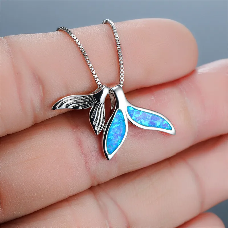 Роскошное женское ожерелье с подвеской из голубого огненного опала ожерелья