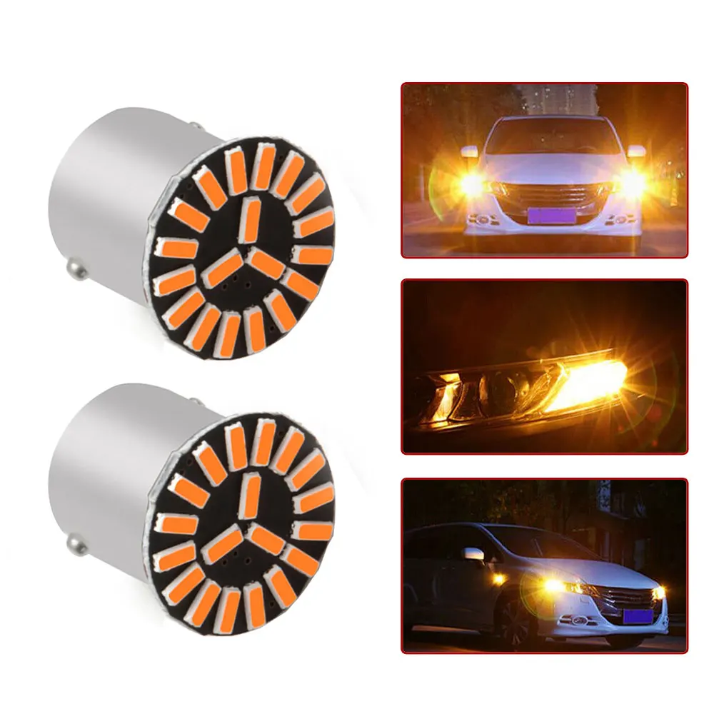 

2pcs 1156 7506 LED Rear Turn Signal Light Bulbs Blinker Indicator Amber Orange Bright 4014 SMD Marker Light Bulbs Accessories