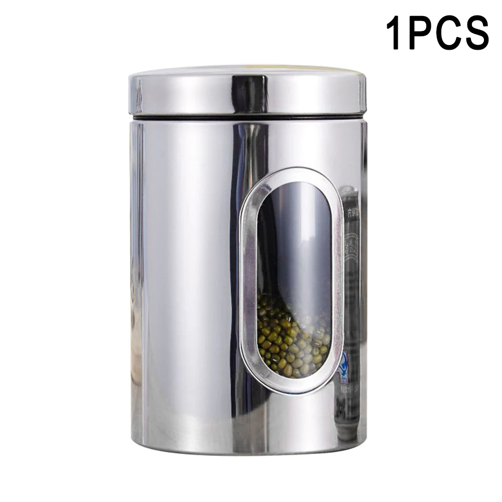 silver 1pcs Лидер продаж, многофункциональные 1/3 шт, контейнеры для хранения чая, кофе, сахара, Баночки, горшки, Кухонный Контейнер, банки TY - Цвет: silver 1pcs