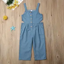 Фирменная Новинка; детские комбинезоны; Комбинезон для маленьких девочек; комбинезон без рукавов; однотонные широкие брюки на пуговицах; Лидер продаж года