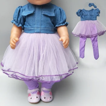 

Baby Doll jean dress with legging for 18 inch girl doll jeans clothes and long socks baby doll clothes