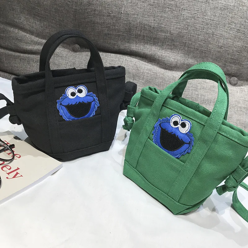 Сумка на плечо в Корейском стиле, новинка, Стильная Милая мультяшная лягушка, Холщовая Сумка, модные детские аксессуары, сумка на плечо