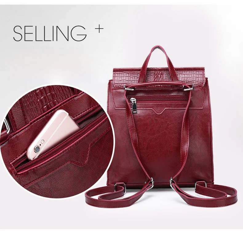 Crocodile leather luxury Designer backpack Bag Women anti theft Rucksack Female Famous Brand Small Vintage Shoulder Bags Travel Back Pack (8)