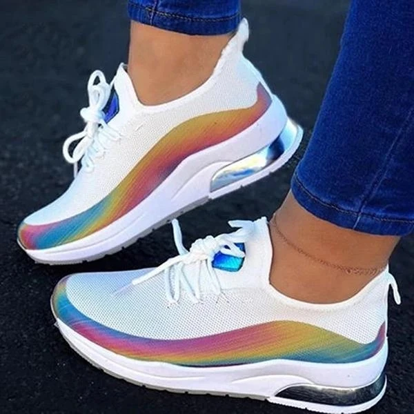 Zapatillas de deporte gruesas para mujer, zapatos vulcanizados de plataforma con cordones, color rosa y blanco, a la moda, 2020
