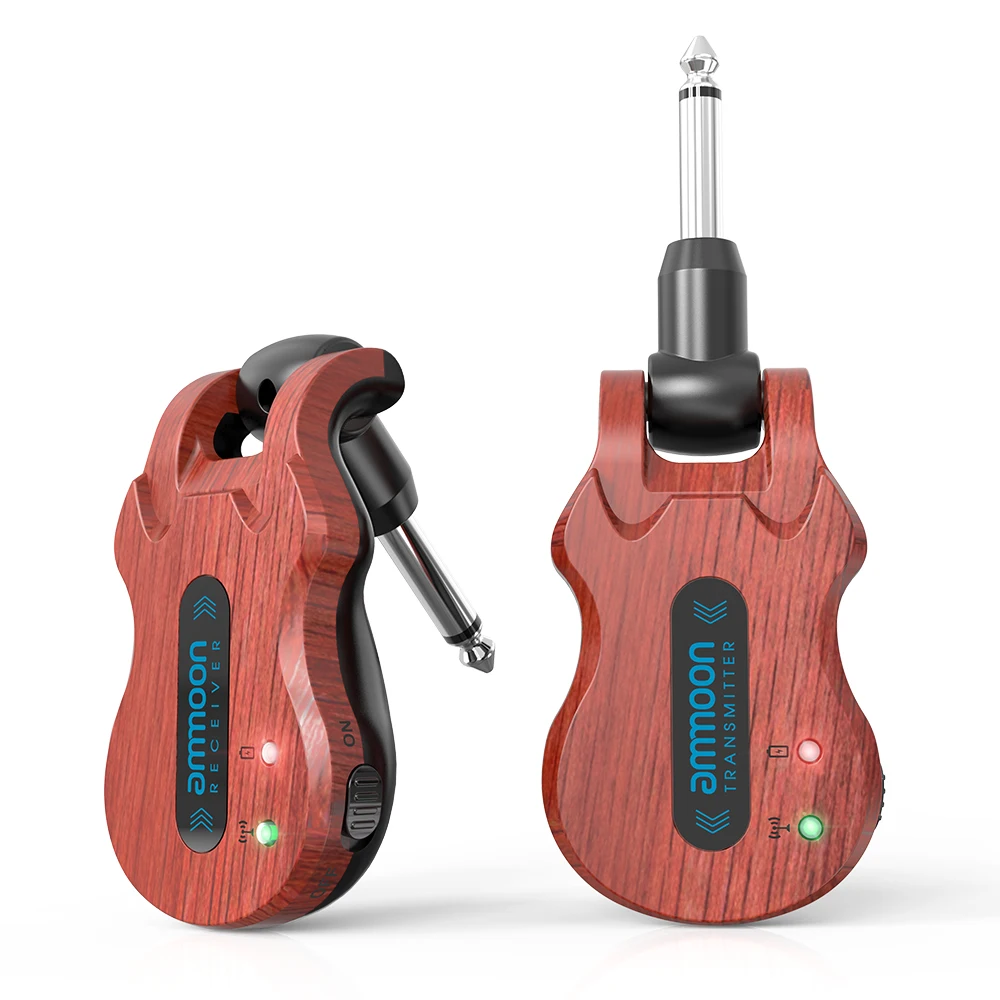 

ammoon Wireless Guitar System Audio Digital Guitar Transmitter Receiver Built-in Rechargeable Battery 300Feet Transmission Range