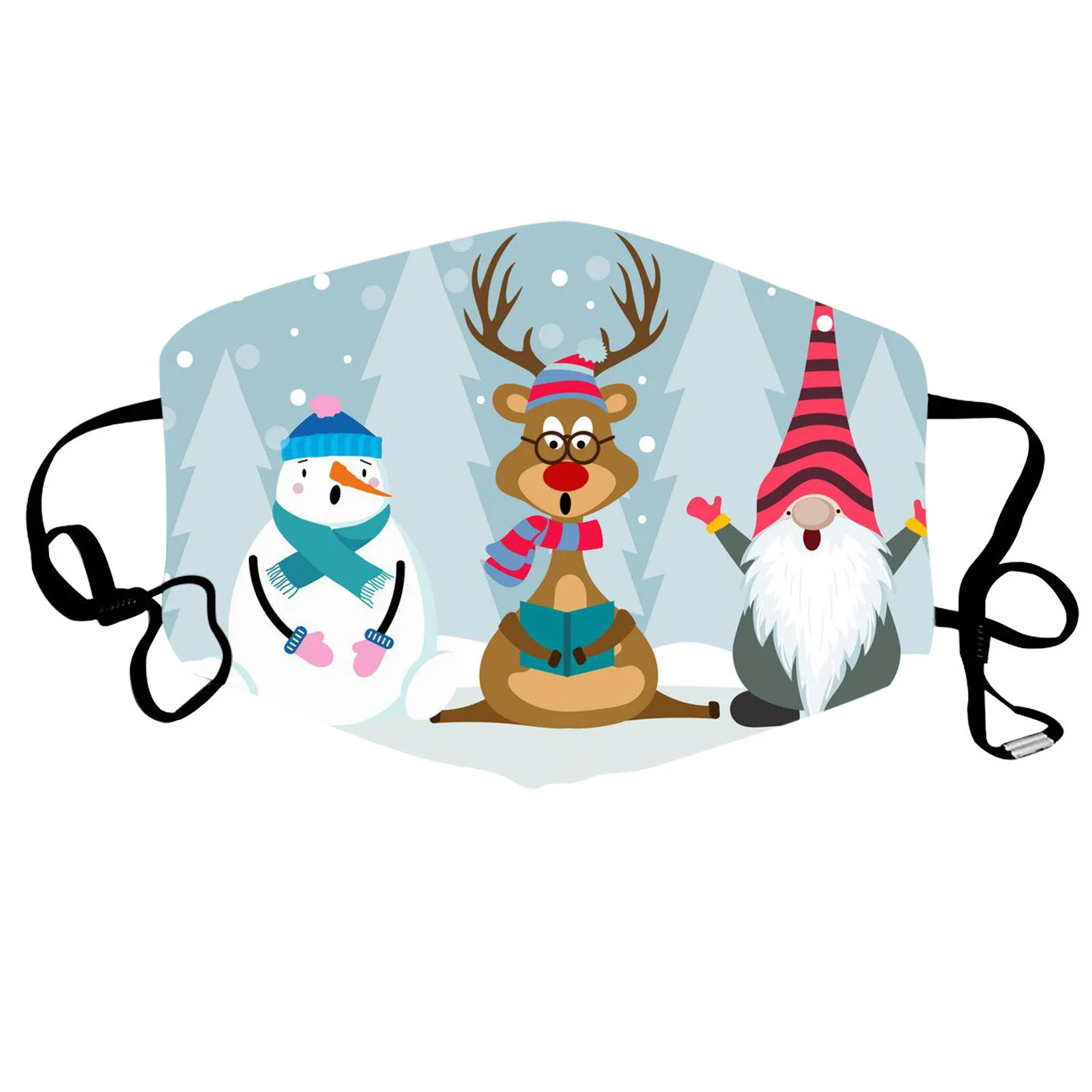 

1PC New Christmas Cartoon Scandinavian Printed Mouth Mask Reusable Fabric Dustproof Breathable Washable Earloop Face Masks
