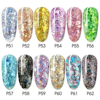 

5ml*12pcs Kit CANNI Shaped Sequin Color Gel Paint Lacquer 5ml Jar Enamels UV LED Nail art Painting Gel Polish