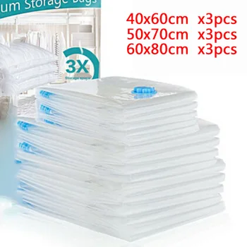 

9Pack Vacuum Storage Bag Hand Pump Travel Space Saver Compressed Clothes Sealer