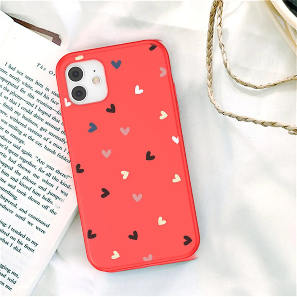 Candy Color Cute Love Heart Phone Case For iPhone 13 12 11 Pro Max 7 8 Plus X XS Max XR SE 2020 Soft TPU Silicon Back Cover iphone 13 pro max cover