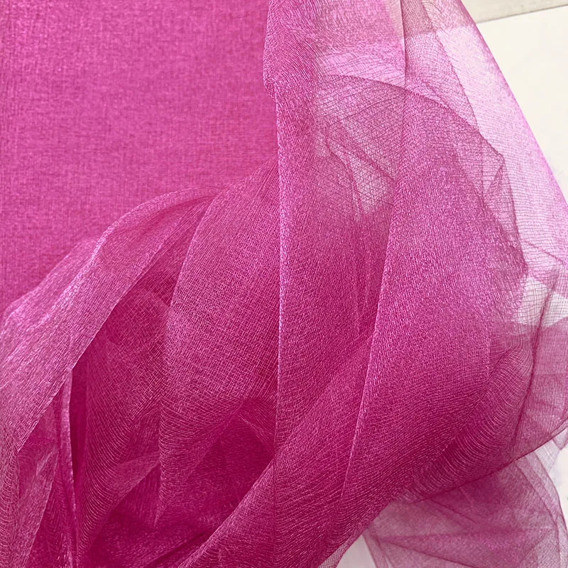 Fuchsia 48 см x 5 м Mariage Хрустальная пряжа Тюль рулон прозрачный Свадебный фон украшение органза ткань стул створки стол юбка DIY Поставки - Цвет: Fuchsia