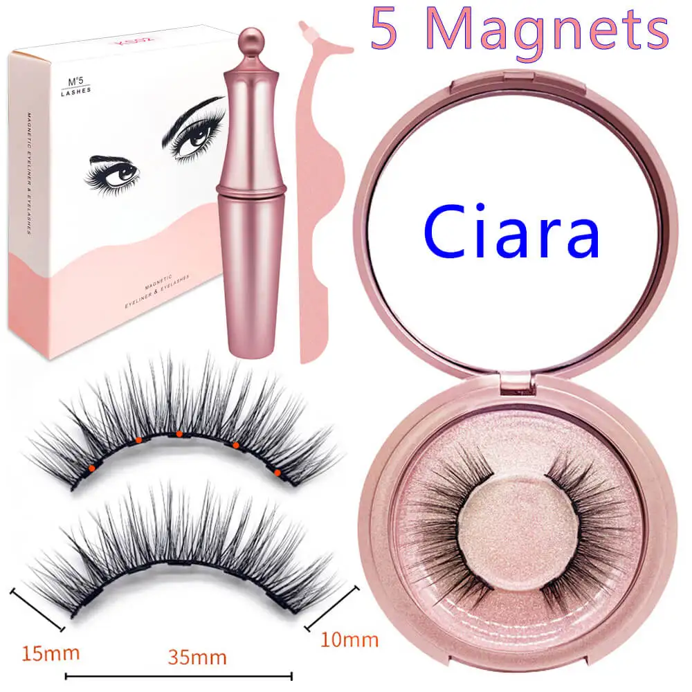 Водостойкие магнитные ресницы 5 магнитов подводка для глаз жидкий набор без клея накладное удлинение норки набор 3D индивидуальные многоразовые ресницы - Цвет: Ciara Set