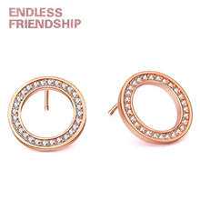Бесконечная Мода RoseGold кристалл круглые женские серьги-гвоздики для женщин серьги простого дизайна модные ювелирные изделия подарок Прямая поставка